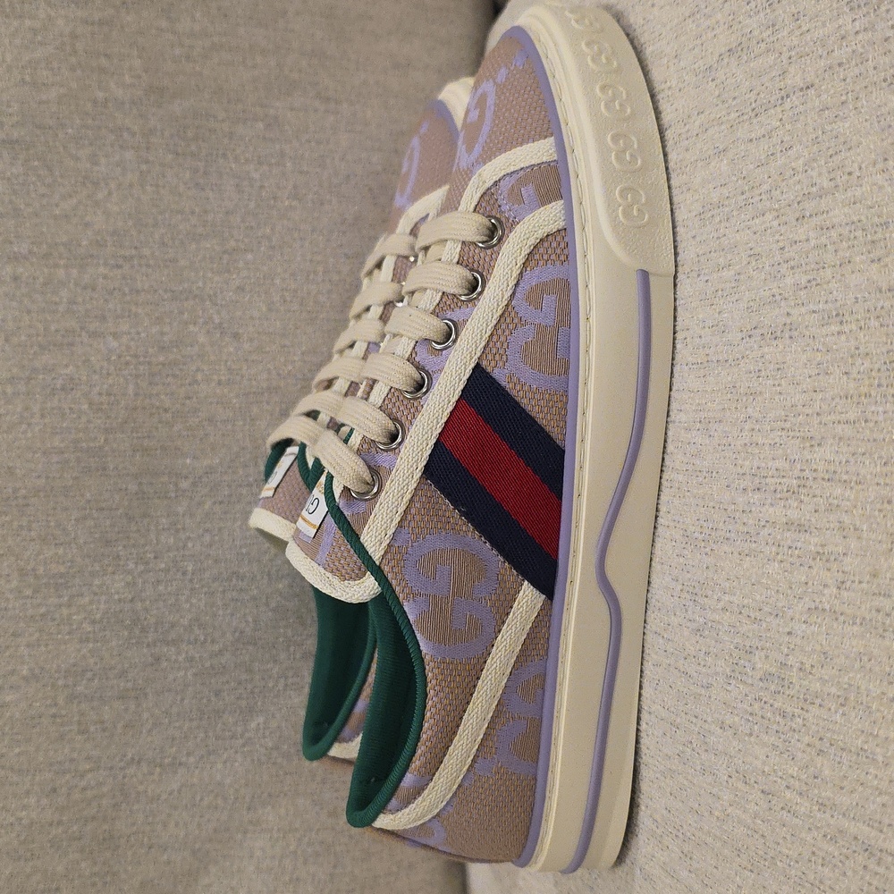Gucci Giant GG Beige Purple Sneakers